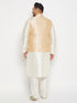 Vastramay Plus Size Men's Gold Zari Weaved Kurta Pant set