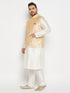 Vastramay Plus Size Men's Gold Zari Weaved Kurta Pant set