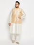 Vastramay Plus Size Men's Gold Zari Weaved Kurta Pant set