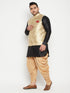 Vastramay Men's Plus Size Rose Gold and Black Silk Blend Jacket Kurta Dhoti Pant Set
