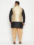 Vastramay Men's Plus Size Rose Gold and Black Silk Blend Jacket Kurta Dhoti Pant Set