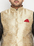 Vastramay Men's Plus Size Rose Gold and Black Silk Blend Jacket Kurta Dhoti Pant Set