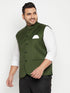 Vastramay Men's Plus Size Green Cotton Blend Nehru Jacket