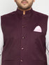 Vastramay Men's Plus Size Maroon Cotton Blend Nehru Jacket