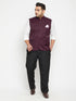 Vastramay Men's Plus Size Maroon Cotton Blend Nehru Jacket