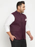 Vastramay Men's Plus Size Maroon Cotton Blend Nehru Jacket