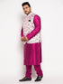 Vastramay Men's Plus Size Pink Floral printed Jacket With Fuchsia Solid Kurta Pyjama Set