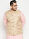 Vastramay Men's Plus Size Beige Nehru Jacket