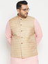 Vastramay Men's Plus Size Beige Nehru Jacket