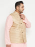 Vastramay Men's Plus Size Beige Nehru Jacket
