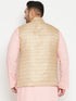 Vastramay Men's Plus Size Beige Nehru Jacket