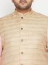 Vastramay Men's Plus Size Beige Nehru Jacket