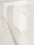 Vastramay Men's Plus Size Beige Matka Silk Nehru Jacket With Cream Silk Blend Kurta andPant style Pyjama Set