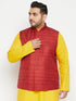 Vastramay Men's Plus Size Maroon Color Matka Silk Textured Nehru Jacket