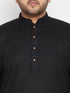 Vastramay Men's Plus Size Black Maroon Cotton Blend Jacket Kurta Pyjama Set
