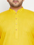 Vastramay Men's Plus Size Mustard and Maroon Cotton Blend Jacket Kurta Pyjama Set