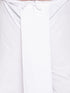 Vastramay Men's Plus Size Maroon Cotton Blend Jacket With White Kurta And Dhoti Set