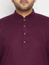Vastramay Men's Plus Size Purple and Orange Cotton Blend Jacket Kurta Pyjama Set