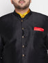 Vastramay Plus Size Men's Black Silk Blend Jodhpuri With Mustard Kurta Pyjama Set