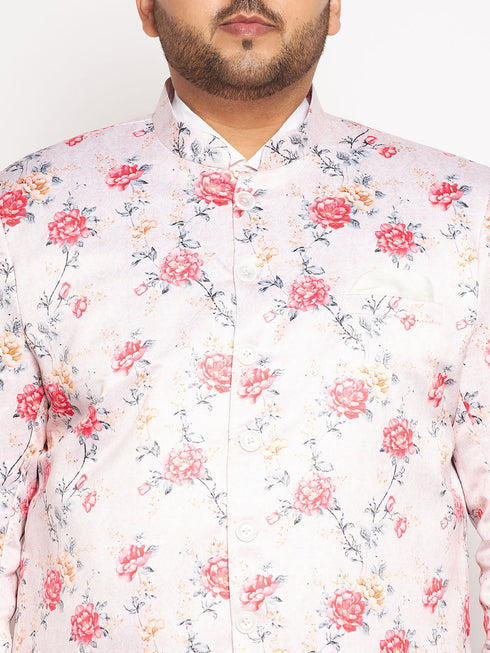 Vastramay Plus Size Men's Peach Silk Blend Jodhpuri