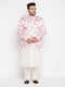 Vastramay Men's Peach Silk Blend Jodhpuri With Cream Kurta Pyjama Set