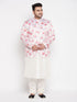 Vastramay Men's Peach Silk Blend Jodhpuri With Cream Kurta Pyjama Set