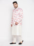 Vastramay Men's Peach Silk Blend Jodhpuri With Cream Kurta Pyjama Set