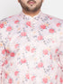Vastramay Men's Peach Silk Blend Jodhpuri With Cream Kurta Pyjama Set