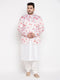 Vastramay Men's Peach Silk Blend Jodhpuri With White Kurta Pyjama Set