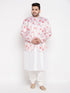 Vastramay Men's Peach Silk Blend Jodhpuri With White Kurta Pyjama Set