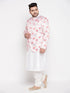 Vastramay Men's Peach Silk Blend Jodhpuri With White Kurta Pyjama Set