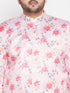 Vastramay Men's Peach Silk Blend Jodhpuri With White Kurta Pyjama Set