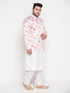 Vastramay Men's Peach Silk Blend Jodhpuri With White Kurta Pyjama Set