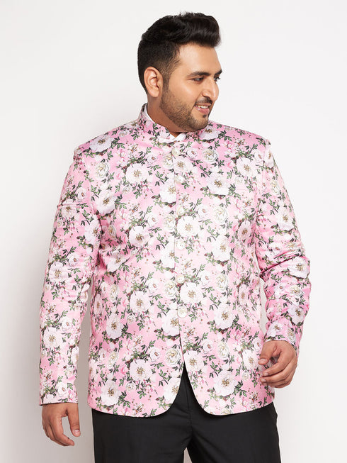 Vastramay Plus Size Men's pink Silk Blend Jodhpuri