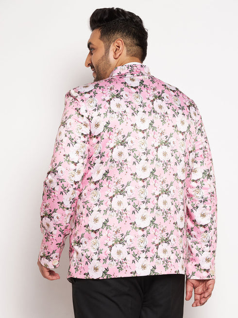 Vastramay Plus Size Men's pink Silk Blend Jodhpuri