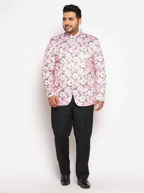 Vastramay Plus Size Men's pink Silk Blend Jodhpuri