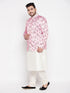 Vastramay Men's Pink Silk Blend Jodhpuri With Cream Kurta Pyjama Set
