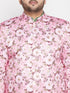 Vastramay Men's Pink Silk Blend Jodhpuri With Mint Green Kurta Pyjama Set