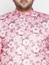 Vastramay Men's Pink Silk Blend Jodhpuri With Pink Kurta Pyjama Set