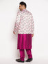 Vastramay Men's Pink Silk Blend Jodhpuri With Fuchsia Kurta Pyjama Set