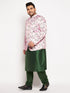 Vastramay Men's Pink Silk Blend Jodhpuri With Dark Green Kurta Pyjama Set