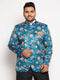 Vastramay Plus Size Men's Turquoise Silk Blend Jodhpuri