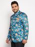 Vastramay Plus Size Men's Turquoise Silk Blend Jodhpuri