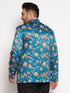 Vastramay Plus Size Men's Turquoise Silk Blend Jodhpuri