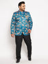 Vastramay Plus Size Men's Turquoise Silk Blend Jodhpuri