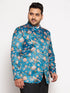 Vastramay Plus Size Men's Turquoise Silk Blend Jodhpuri