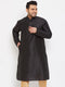 Vastramay Men's Plus Size Black Silk Blend Kurta