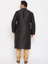 Vastramay Men's Plus Size Black Silk Blend Kurta Pyjama Set