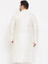 Vastramay Men's Plus Size Cream Silk Blend Kurta