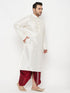Vastramay Men's Plus Size Cream Silk Blend Kurta Dhoti Set